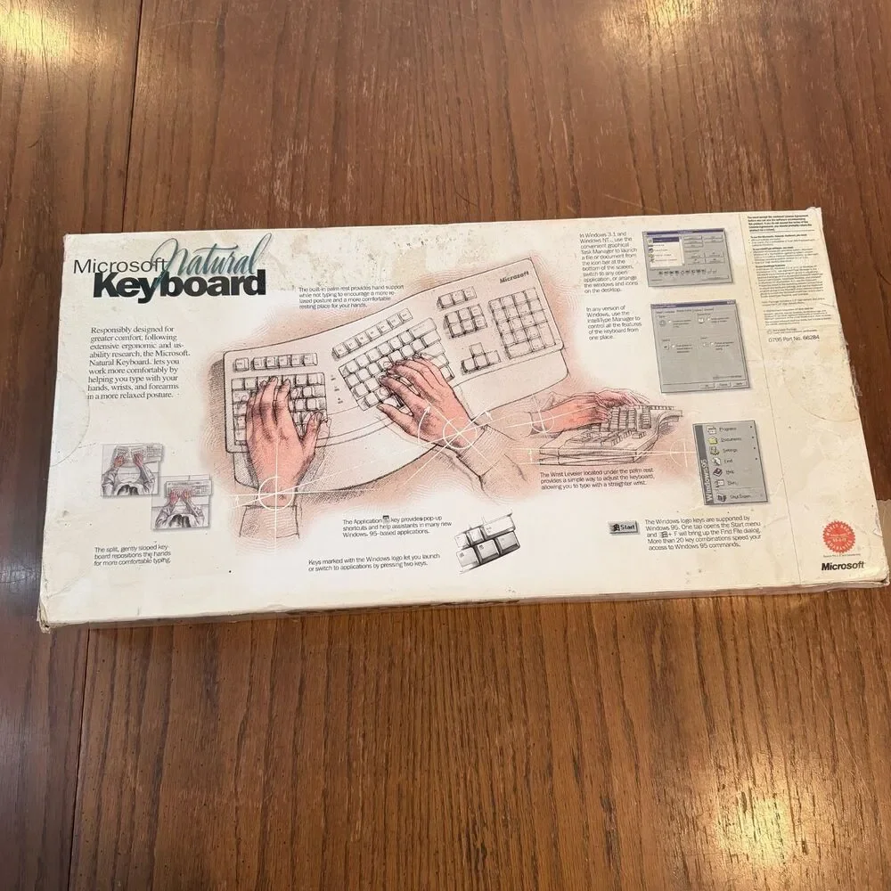 Vintage Microsoft Natural Keyboard 59758 PS/2 Windows 95 Original Box Tested